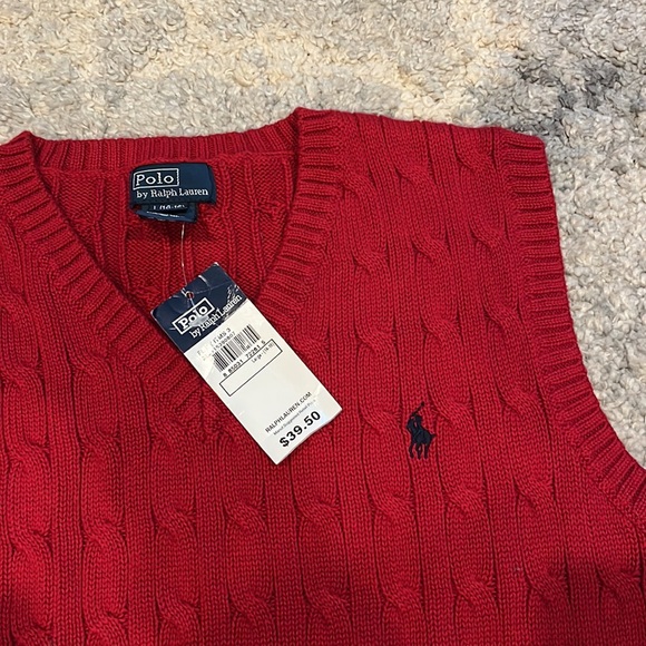 Ralph Lauren POLO boys sweater vest, color red, boys size L (14-16) - Picture 2 of 4